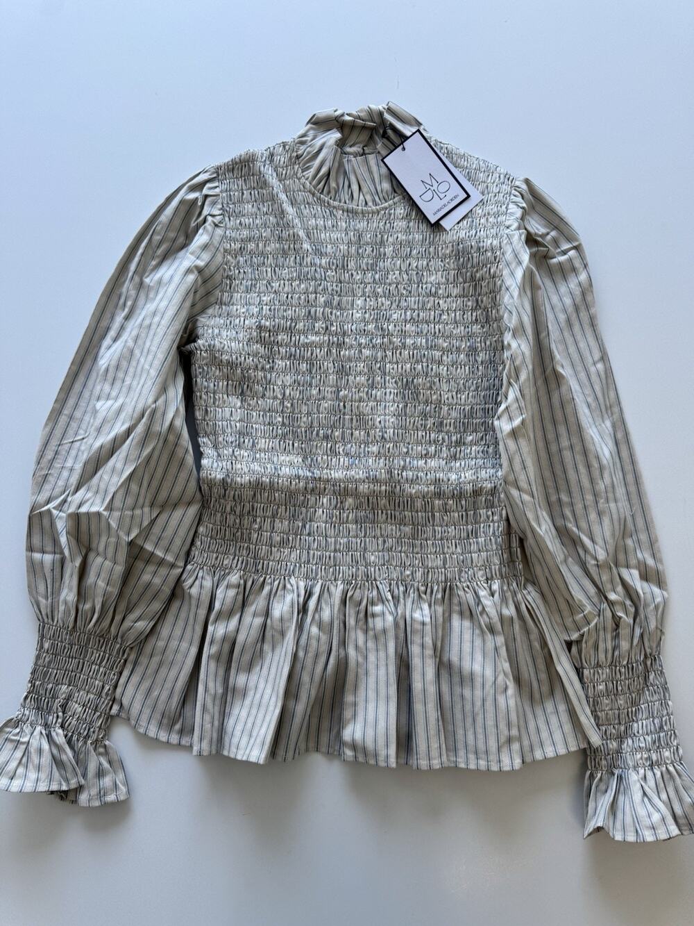 Maria De La Orden Aleria Shirt Women’s Light Blue Stripes Size M